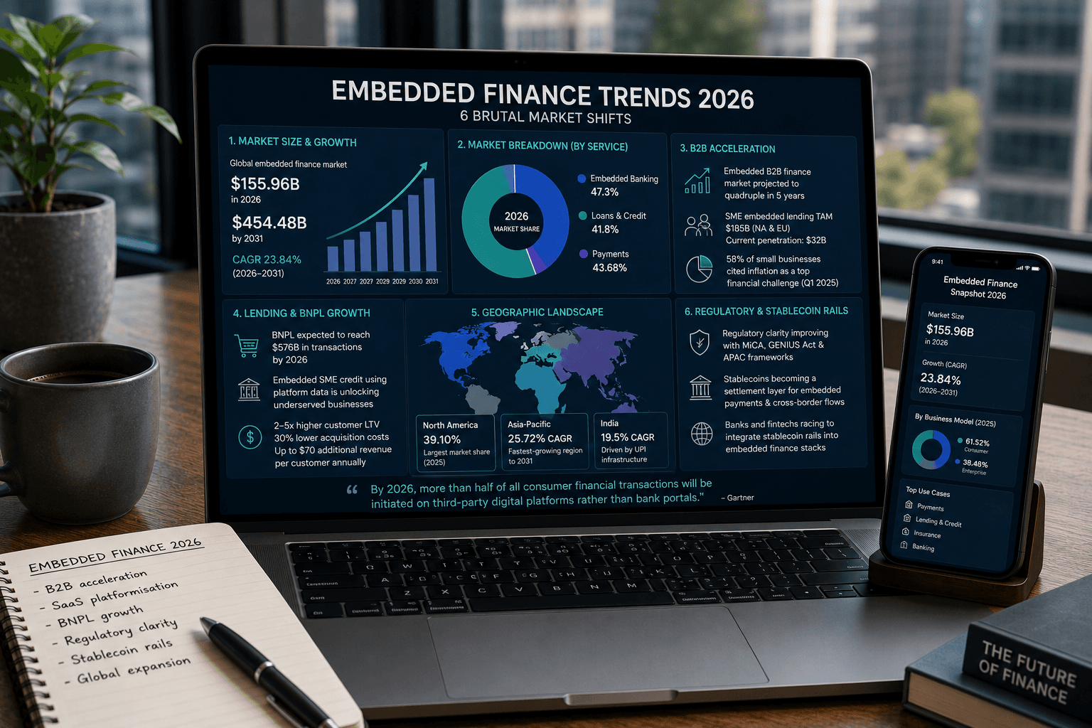 Embedded finance trends 2026 market growth B2B SaaS BNPL stablecoin rails
