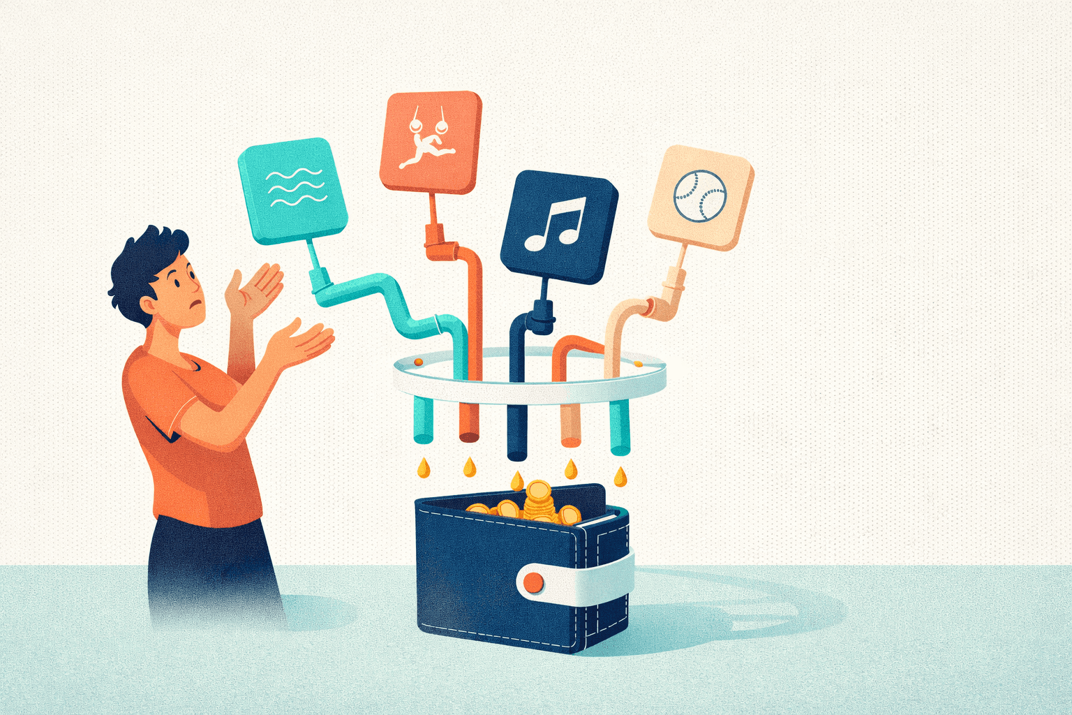 Subscription fatigue fintech parents managing multiple children's activity payments on devices
