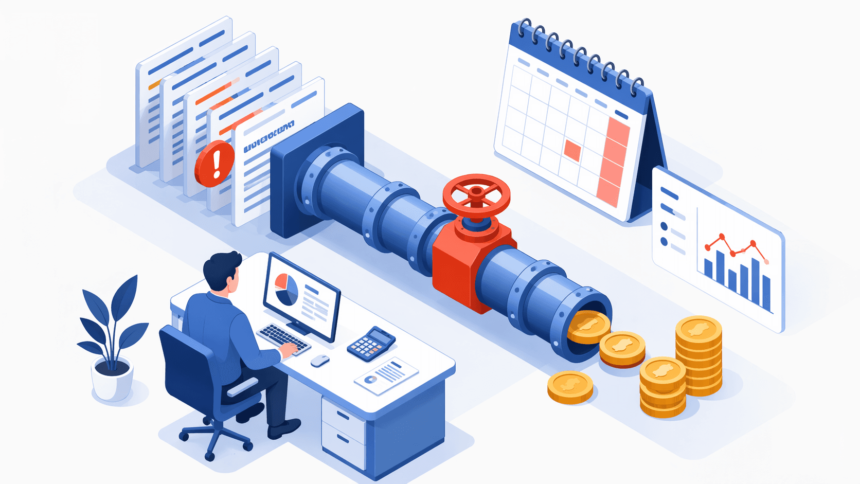 Late payment crisis response dashboard showing 13-week cash flow model and receivable aging