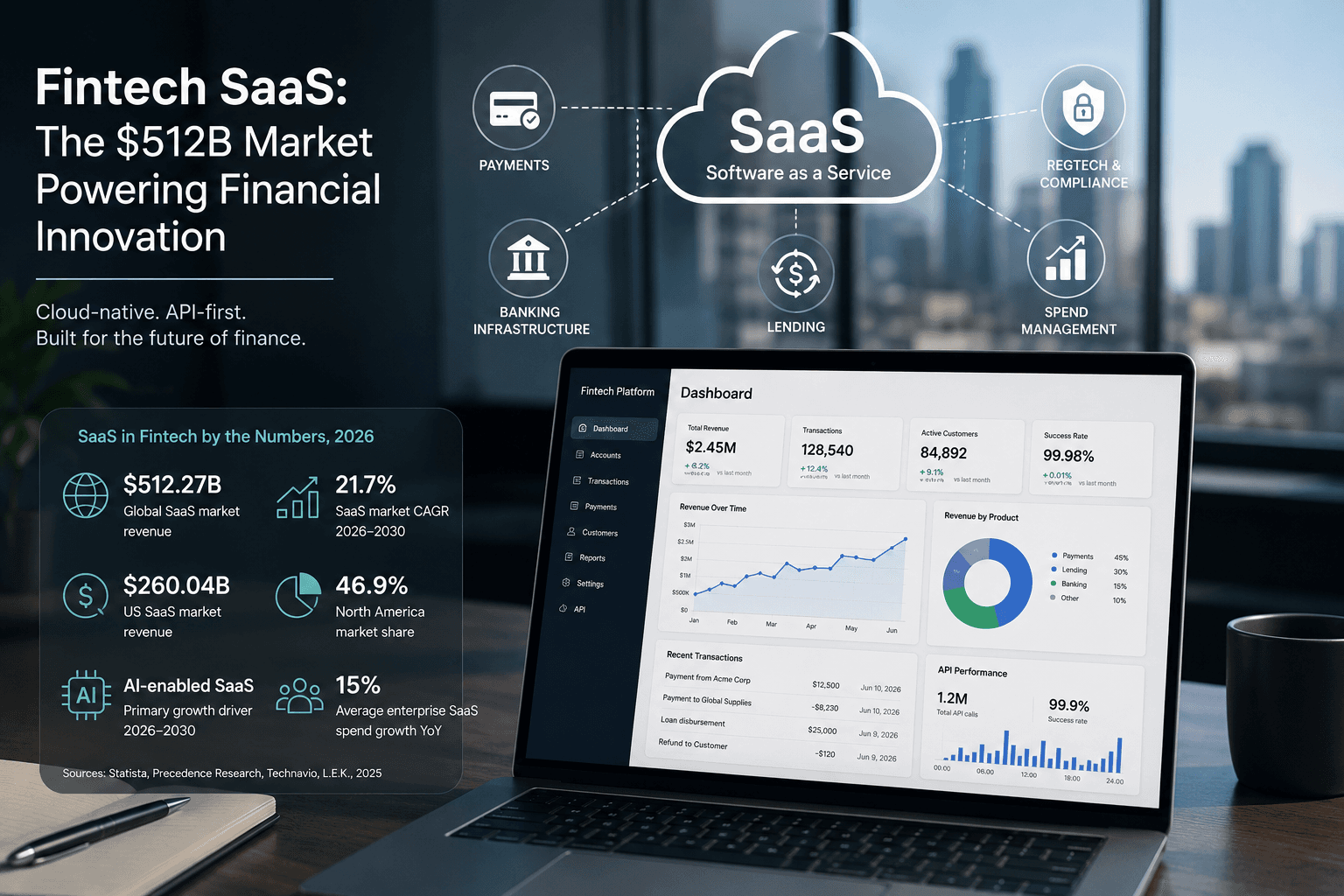 SaaS in fintech delivering financial software over the cloud on a subscription basis