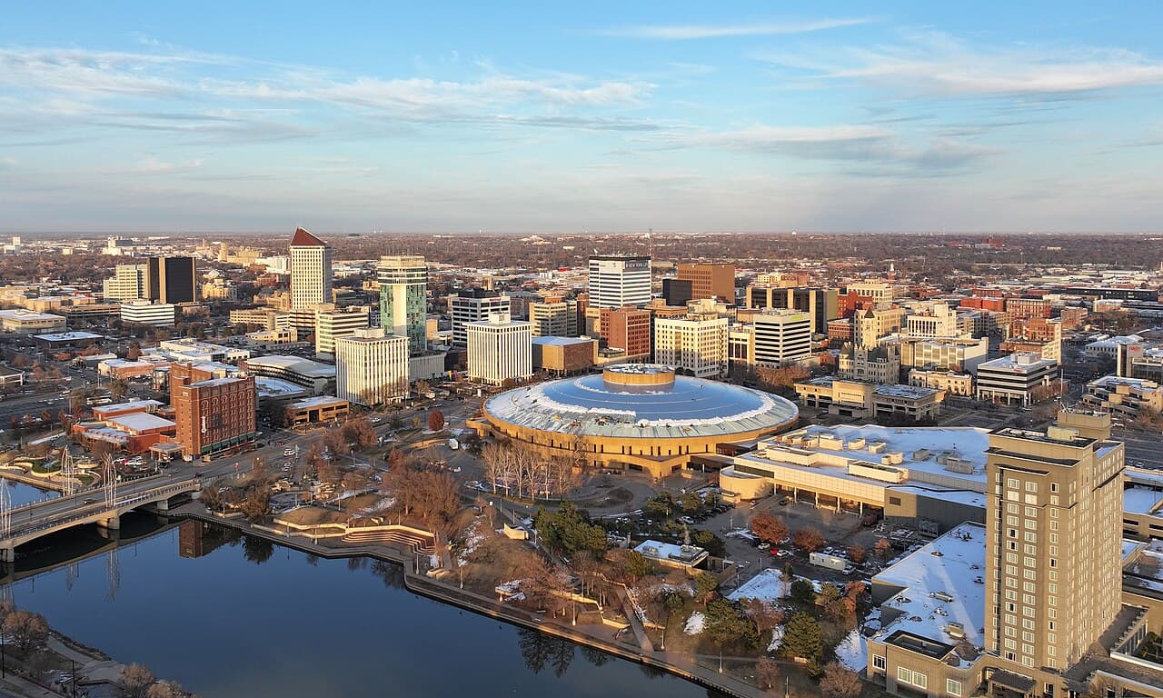 Wichita, Kansas skyline, home of the lender in the Emprise Bank Maximum core banking deal