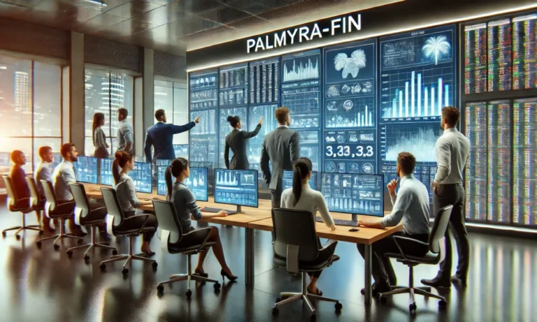 Dall·e 2024 09 13 16.35.33 A Modern Office Scene Depicting A Team Of Financial Analysts At Palmyra F.webp