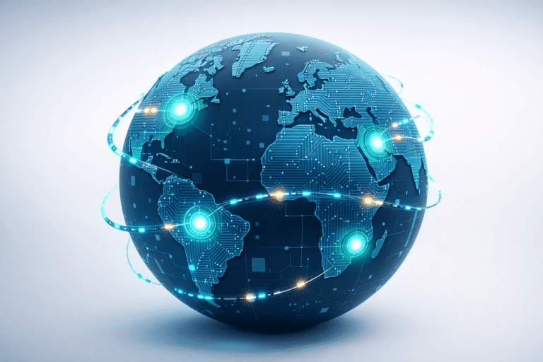 Your Bank Data Is Being Set Free. But Not Everywhere. Digital globe showing global financial data connections representing open banking expansion worldwide