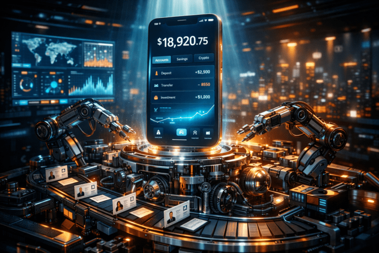 What Is the One Thing Neobanks Must Do Differently to Achieve Profitability in 2026? Futuristic digital banking operations center representing neobank profitability and middle office automation in 2026