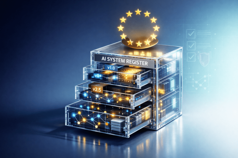 Stack of regulatory compliance documents with a glowing EU symbol representing the EU AI Act's impact on fintech companies before the August 2026 deadline