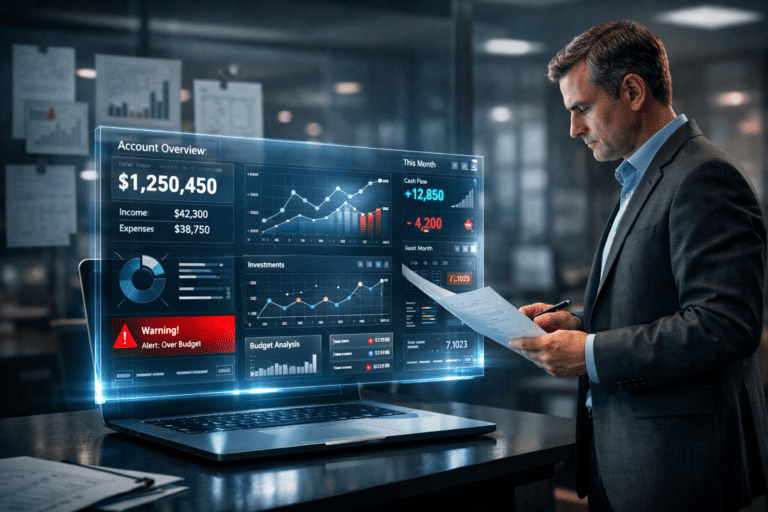 AI fintech tools dashboard on laptop screen