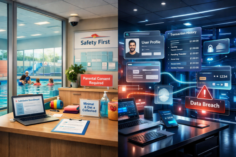 fintech data privacy comparison between swim school and fintech platform