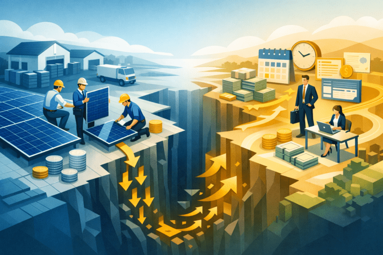 solar installer cash flow gap between equipment costs and payment