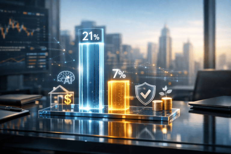 AI in FinTech 2025 deal share versus funding share comparison chart