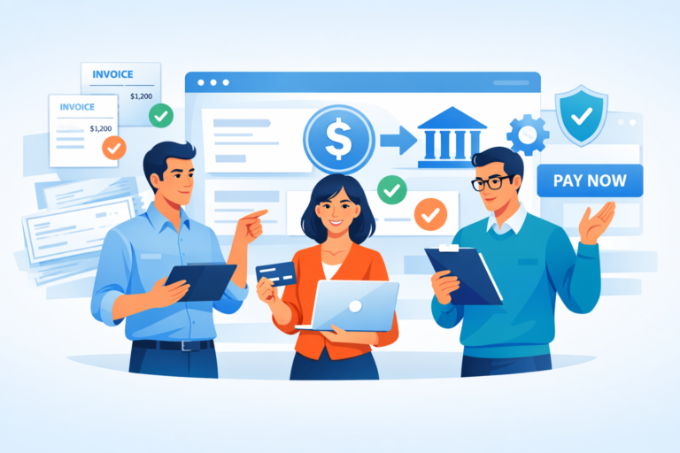 B2B payment automation dashboard replacing paper checks and manual invoicing in a finance operations team