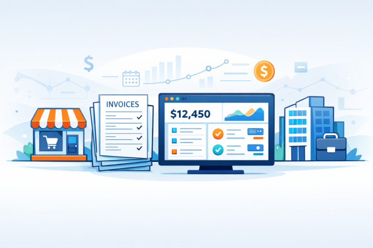 Trade credit in 2026 illustrated by stacked invoices alongside a fintech payment interface
