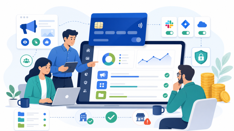 B2B virtual cards platform showing advertising spend control and project-level allocation for agencies