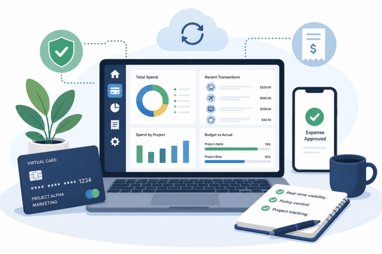 Expense management architecture showing real-time controls embedded in payment infrastructure